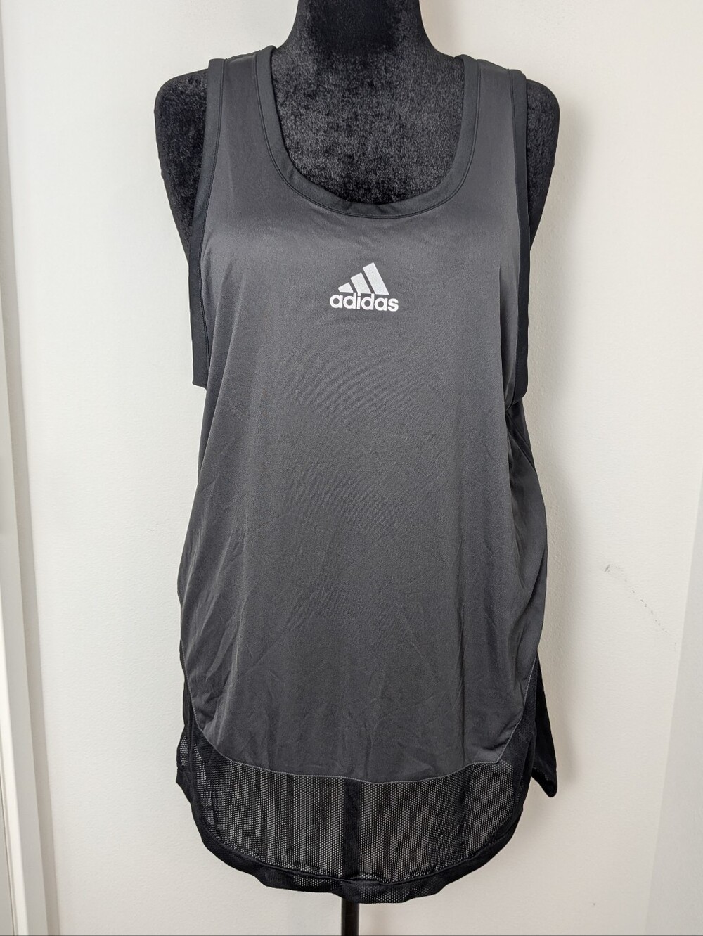 Adidas Women's Lightweight Stretch Training Long Tank Top Black Sz XL EUC